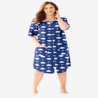 Short French Terry Zip-Front Robe image number null