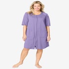 Short French Terry Zip-Front Robe image number null