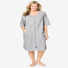 Short French Terry Zip-Front Robe image number null