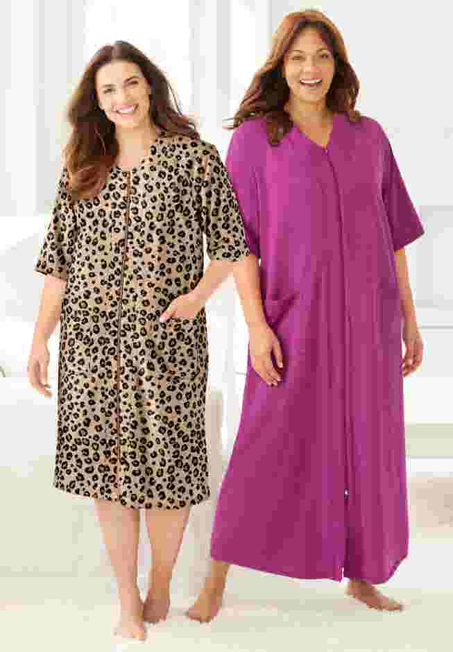 Long French Terry Zip-Front Robe image number 6
