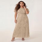 Plus Size Beaded Capelet Maxi Gown &ndash; Glam Evening Dress image number 0