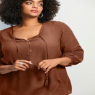 Pintuck Lace Peasant Top image number 3