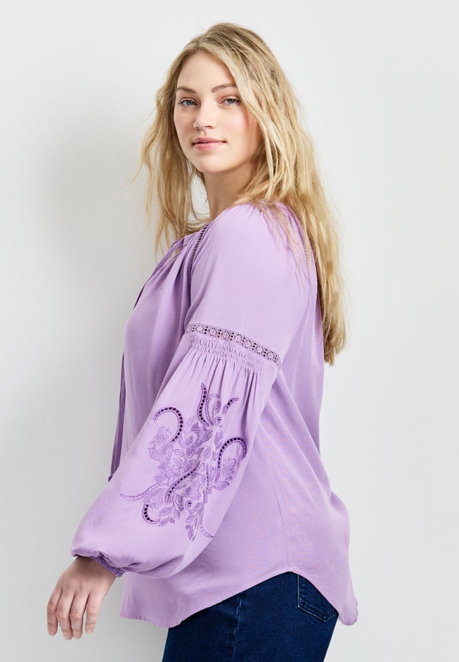 Embroidered Peasant Blouse image number 2