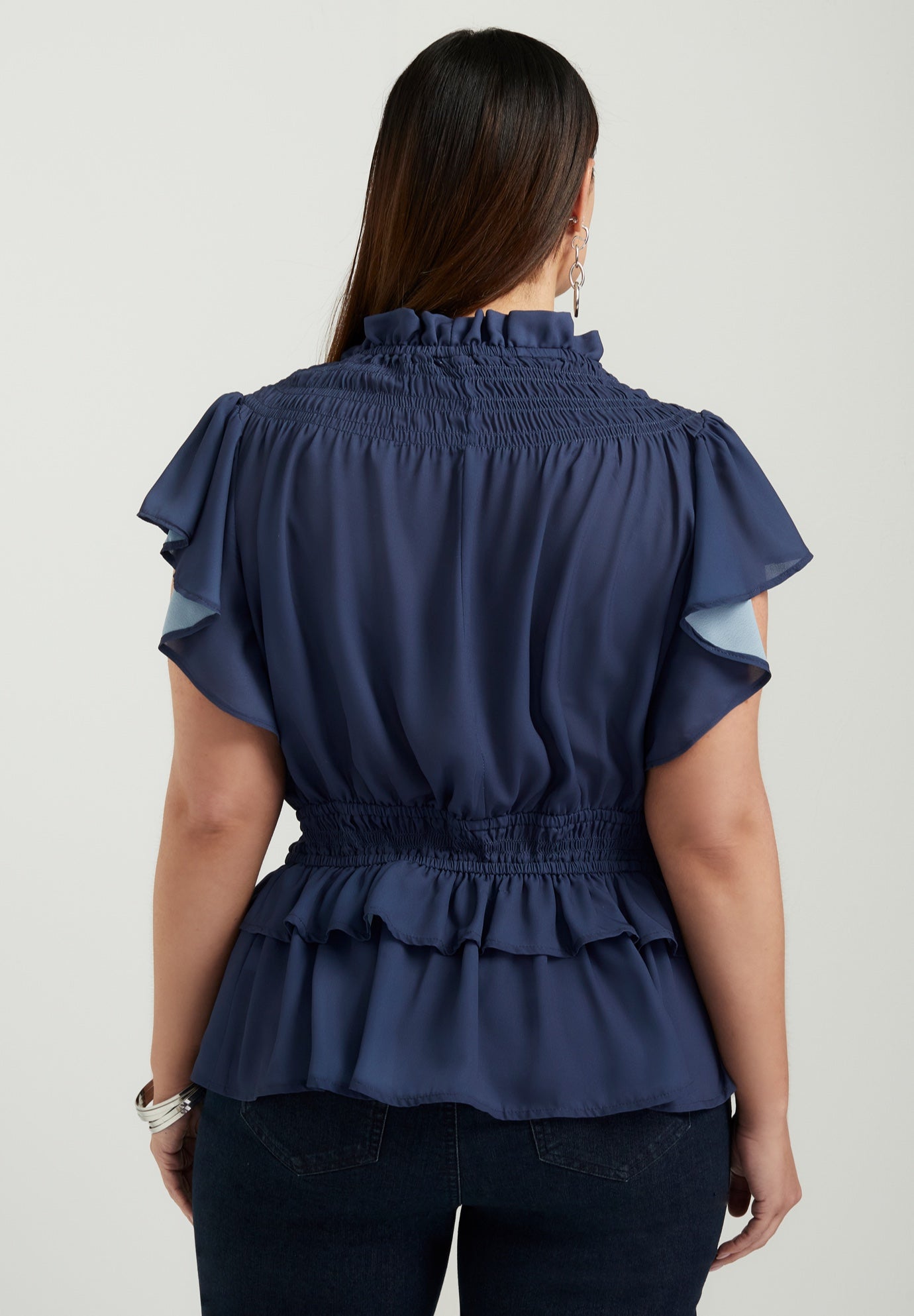 Mockneck Ruffle Blouse image number 1