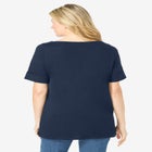 Perfect Cuffed Elbow-Sleeve Boat-Neck Tee image number null