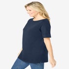 Perfect Cuffed Elbow-Sleeve Boat-Neck Tee image number null