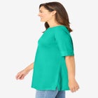 Perfect Cuffed Elbow-Sleeve Boat-Neck Tee image number null