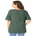 Perfect Cuffed Elbow-Sleeve Boat-Neck Tee image number null