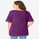 Perfect Cuffed Elbow-Sleeve Boat-Neck Tee image number null