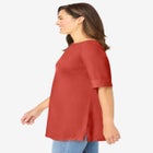 Perfect Cuffed Elbow-Sleeve Boat-Neck Tee image number null