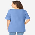 Perfect Cuffed Elbow-Sleeve Boat-Neck Tee image number null