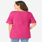 Perfect Cuffed Elbow-Sleeve Boat-Neck Tee image number null