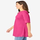 Perfect Cuffed Elbow-Sleeve Boat-Neck Tee image number null
