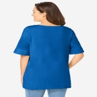 Perfect Cuffed Elbow-Sleeve Boat-Neck Tee image number null