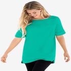 Perfect Cuffed Elbow-Sleeve Boat-Neck Tee image number null