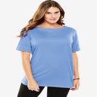 Perfect Cuffed Elbow-Sleeve Boat-Neck Tee image number null