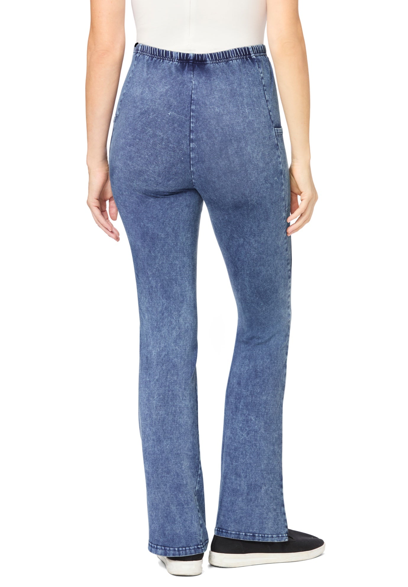 Stretch-Cotton Knit Pull-On Bootcut Pocket Leggings image number 1