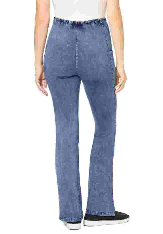 Womens Plus-Size Stretch-Cotton Knit Pull-On Bootcut Pocket Leggings image number 1