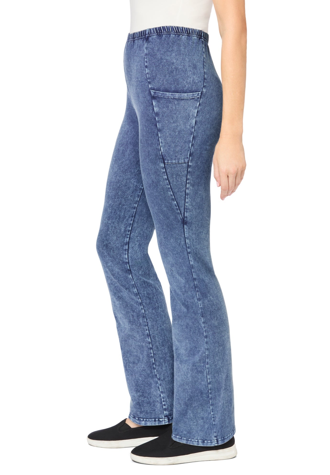Stretch-Cotton Knit Pull-On Bootcut Pocket Leggings image number 2