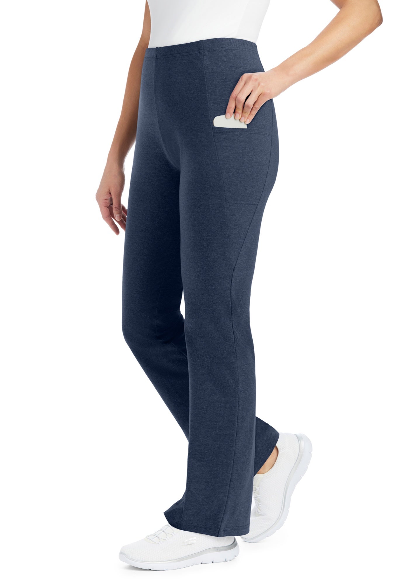 Stretch-Cotton Knit Pull-On Bootcut Pocket Leggings image number 0