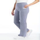 Stretch-Cotton Knit Pull-On Bootcut Pocket Leggings image number null
