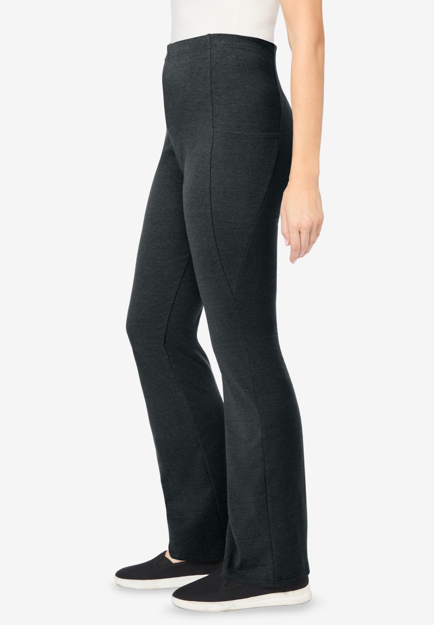 Stretch-Cotton Knit Pull-On Bootcut Pocket Leggings image number 2