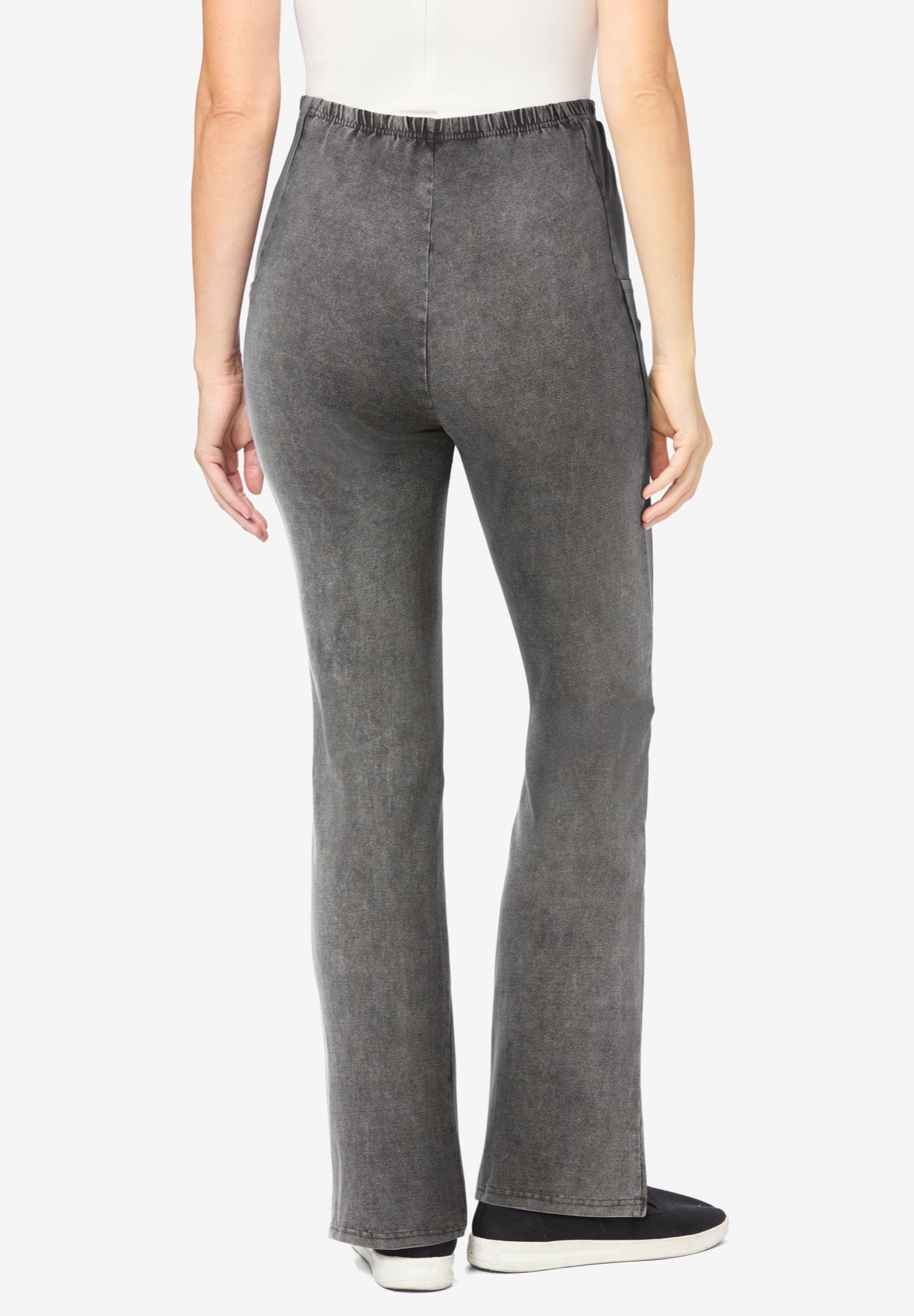 Stretch-Cotton Knit Pull-On Bootcut Pocket Leggings image number 1