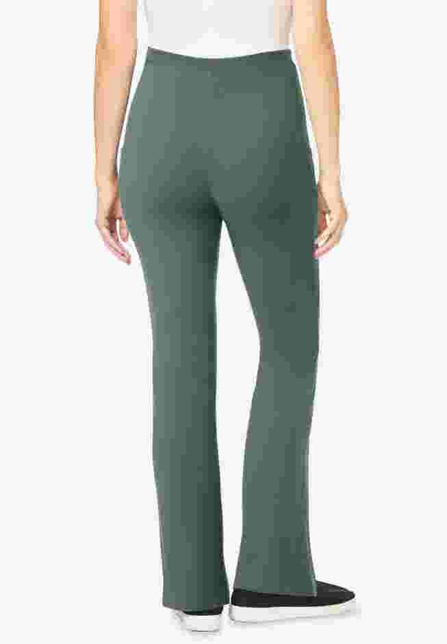 Womens Plus-Size Stretch-Cotton Knit Pull-On Bootcut Pocket Leggings image number 1