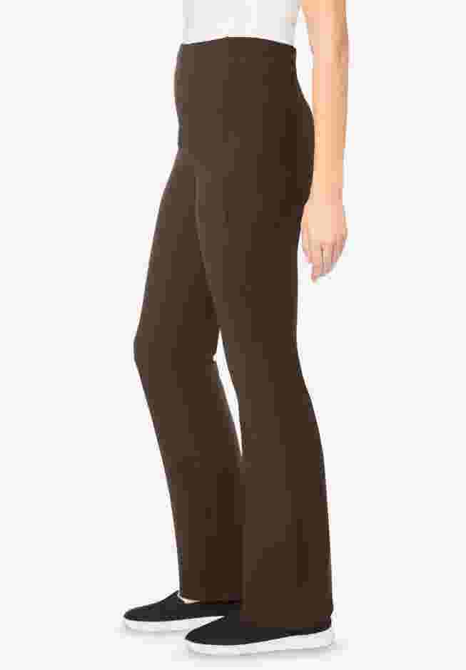 Womens Plus-Size Stretch-Cotton Knit Pull-On Bootcut Pocket Leggings image number 2