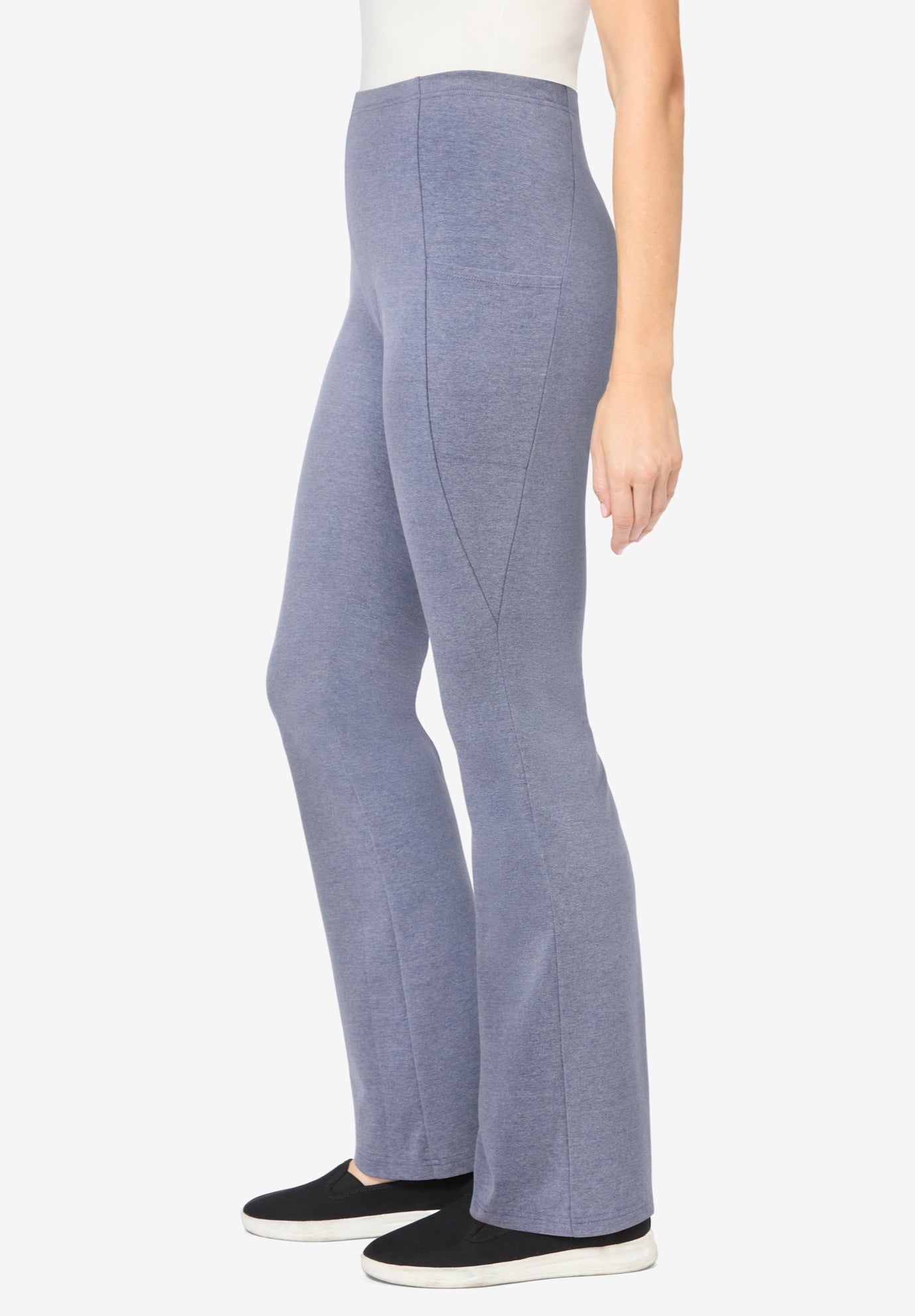 Stretch-Cotton Knit Pull-On Bootcut Pocket Leggings image number 2