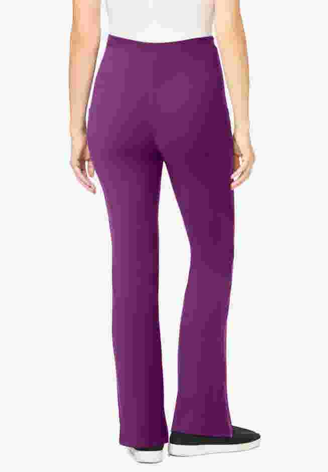 Womens Plus-Size Stretch-Cotton Knit Pull-On Bootcut Pocket Leggings image number 1