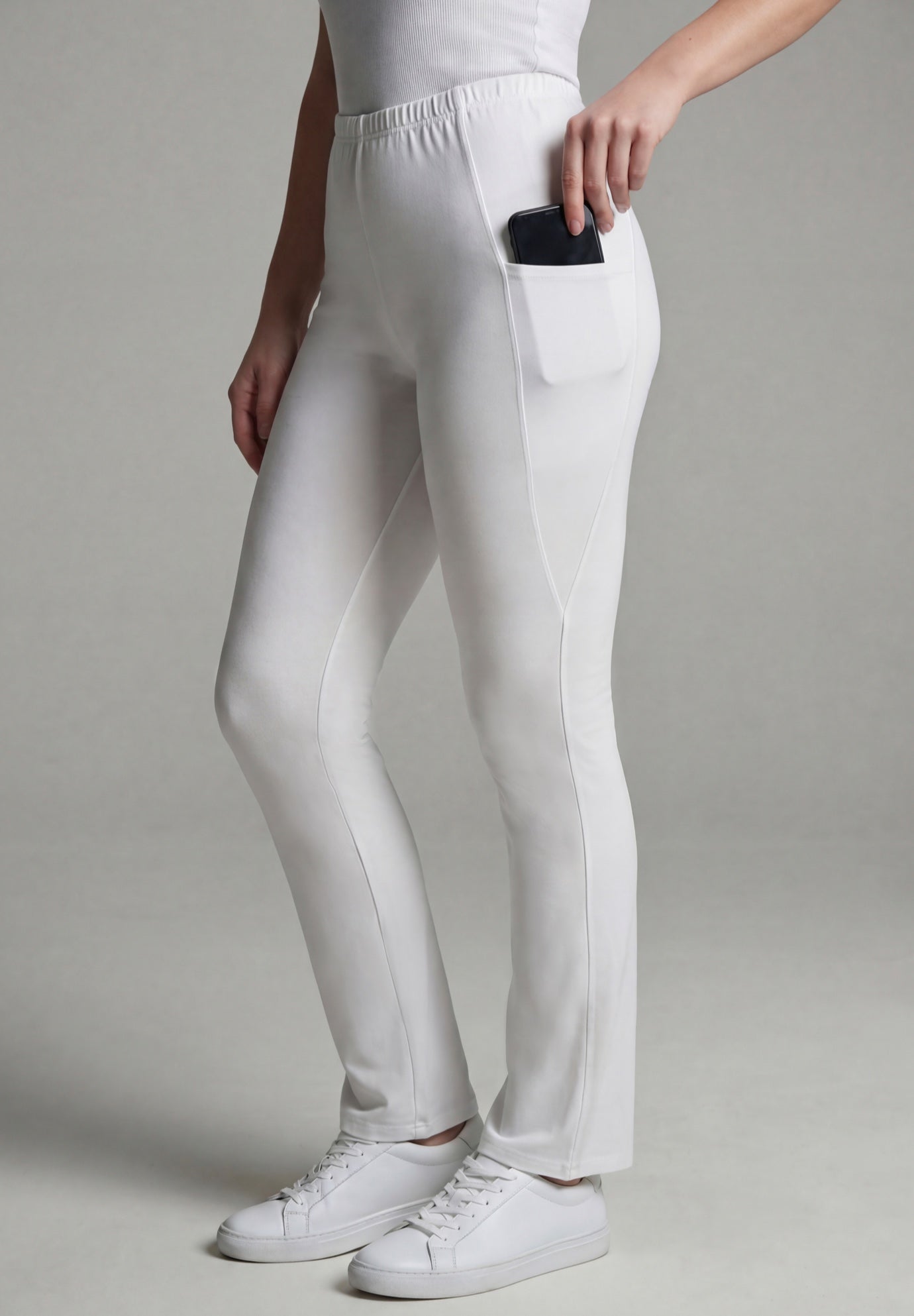 Stretch-Cotton Knit Pull-On Bootcut Pocket Leggings image number 1