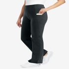 Stretch-Cotton Knit Pull-On Bootcut Pocket Leggings image number null