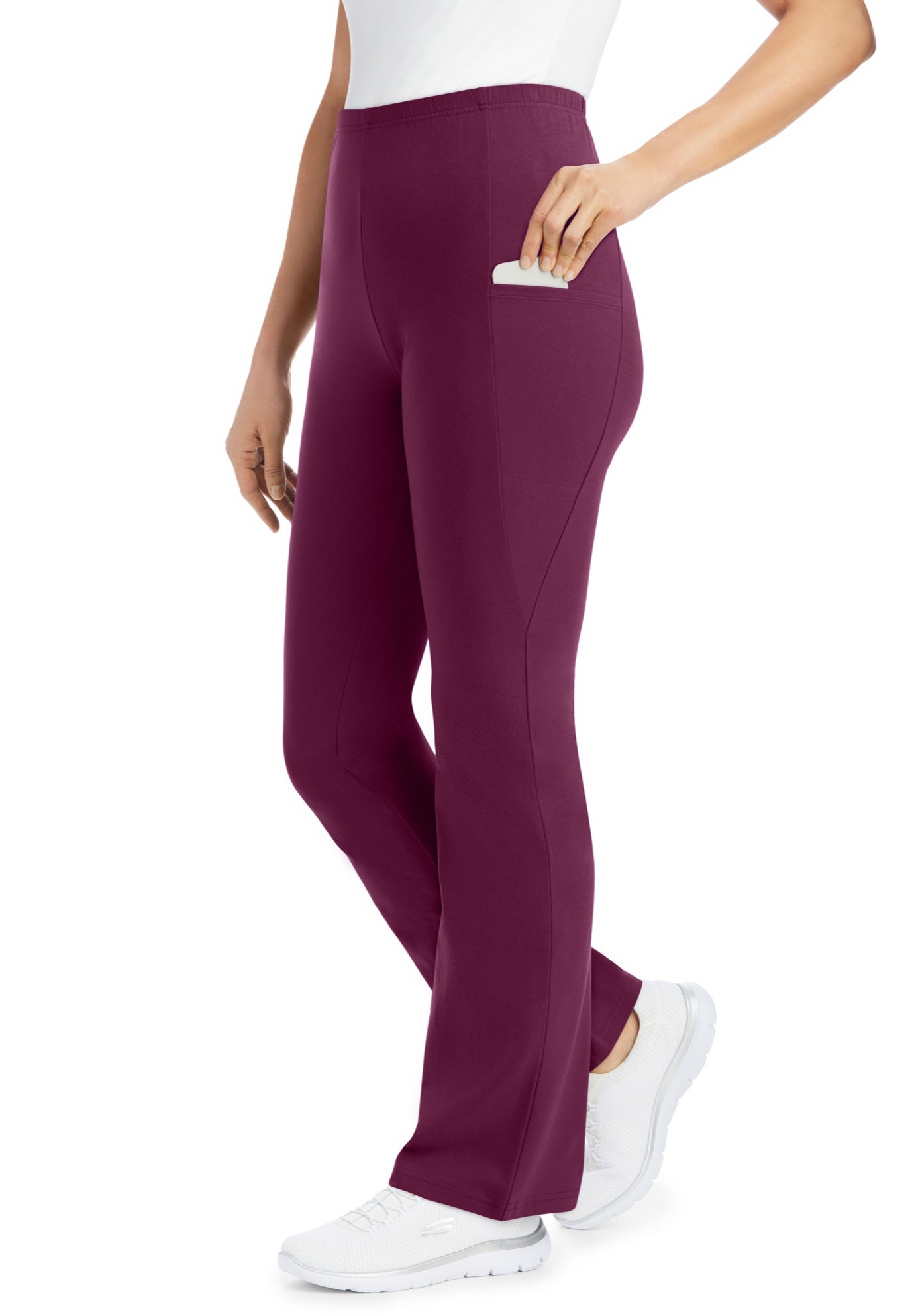 Stretch-Cotton Knit Pull-On Bootcut Pocket Leggings image number 0