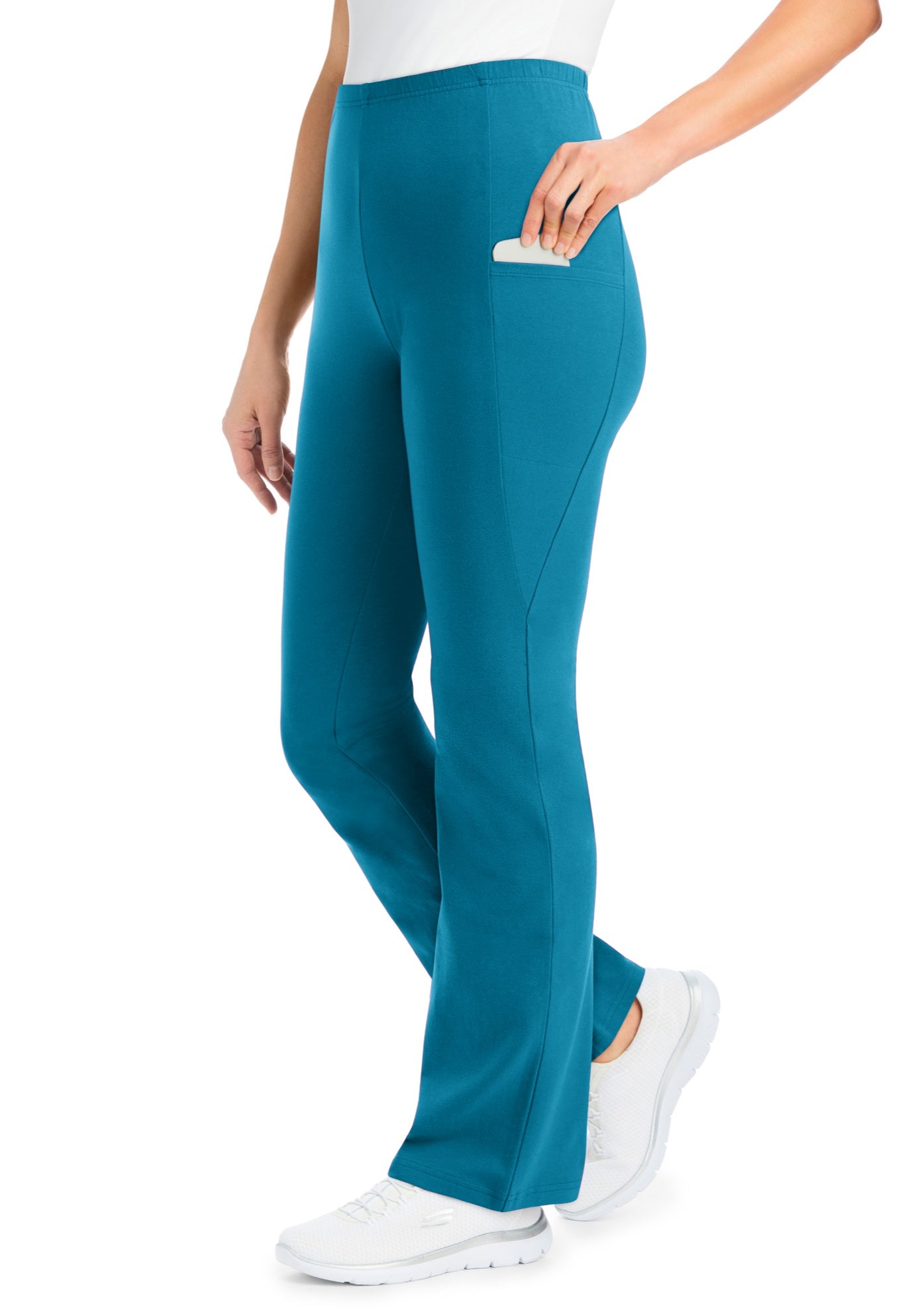 Stretch-Cotton Knit Pull-On Bootcut Pocket Leggings image number 0