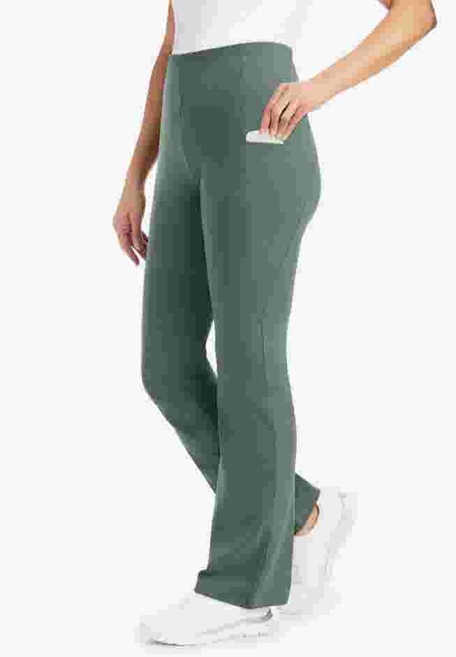 Womens Plus-Size Stretch-Cotton Knit Pull-On Bootcut Pocket Leggings image number 0