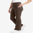 Stretch-Cotton Knit Pull-On Bootcut Pocket Leggings image number null
