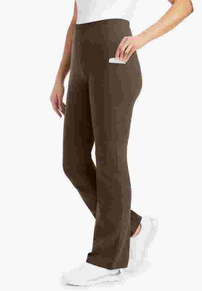 Womens Plus-Size Stretch-Cotton Knit Pull-On Bootcut Pocket Leggings image number 0