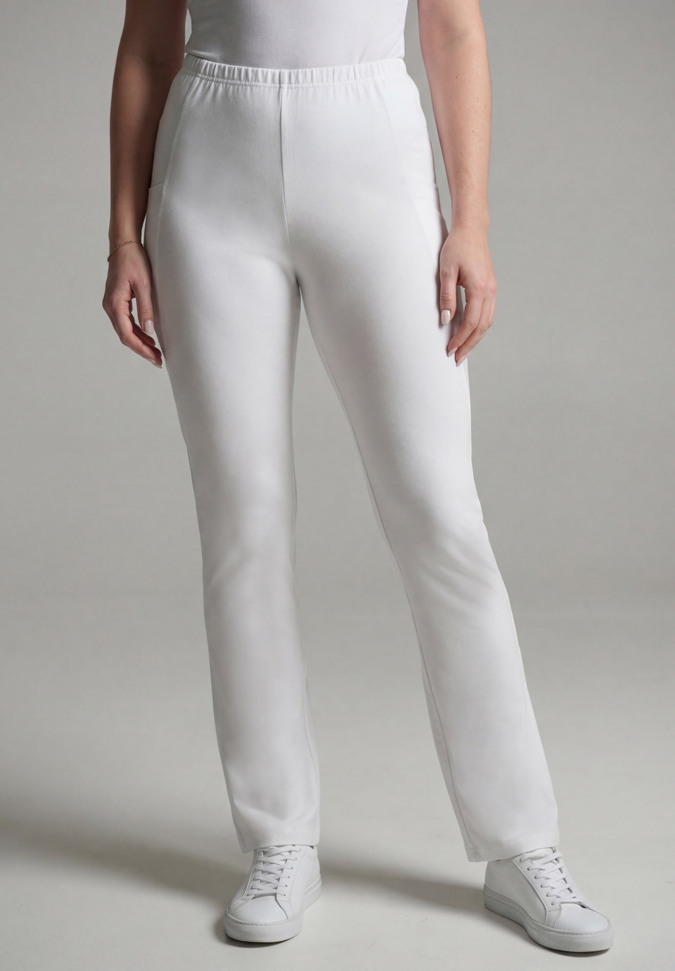 Stretch-Cotton Knit Pull-On Bootcut Pocket Leggings image number 0