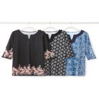 Contrast Notch-Neck Three-Quarter Sleeve Knit Tunic image number null