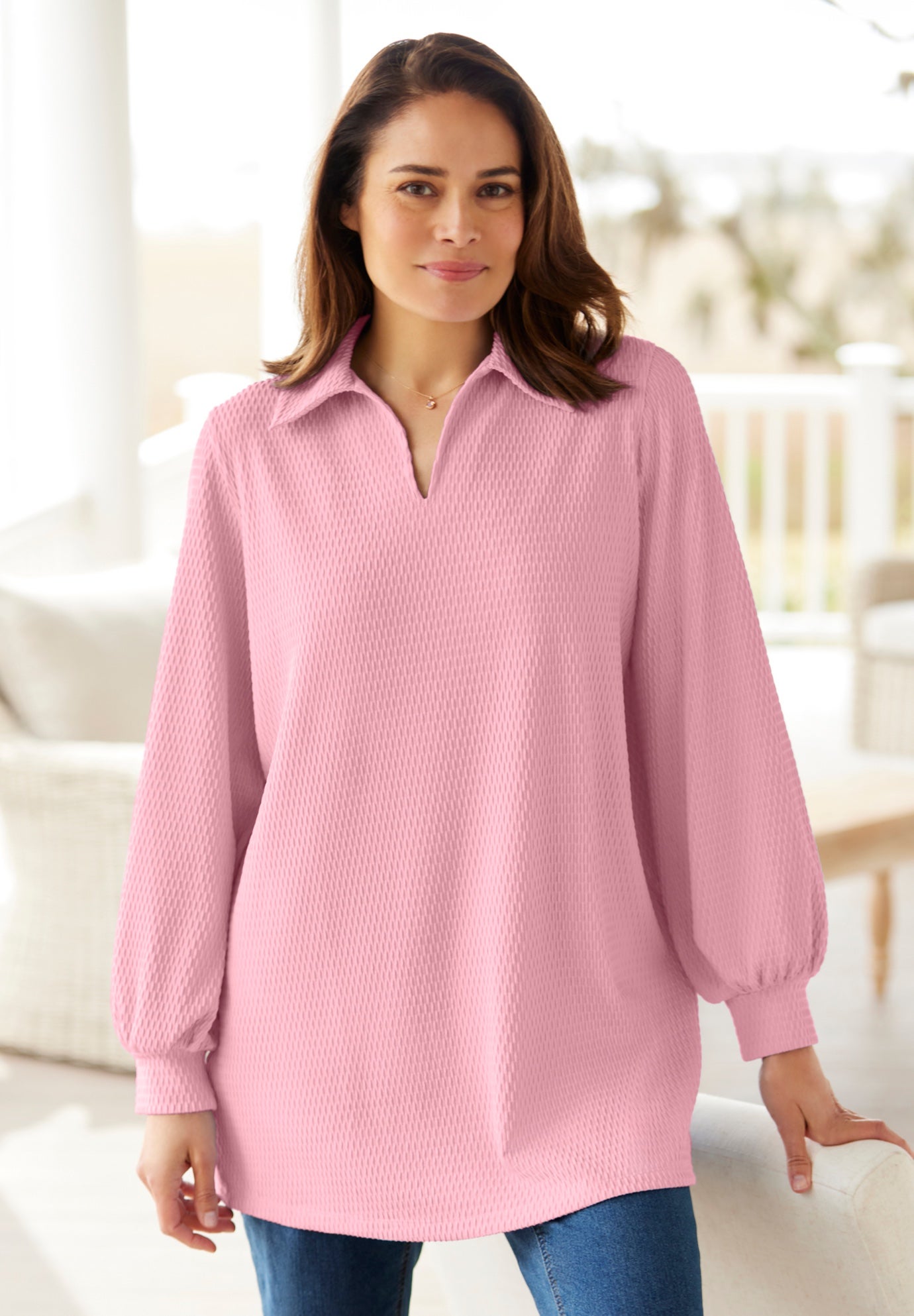 Blouson Sleeve Texture Tunic image number 0