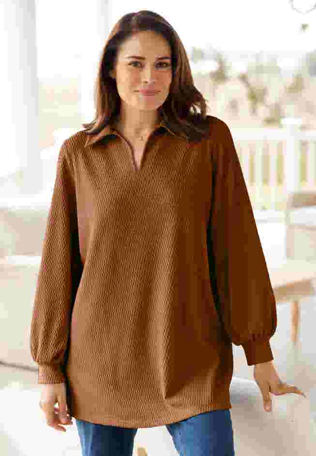 Blouson Sleeve Texture Tunic image number 0