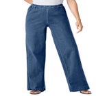 Fineline Stretch Denim Wide-Leg Pull-On Jeans image number null