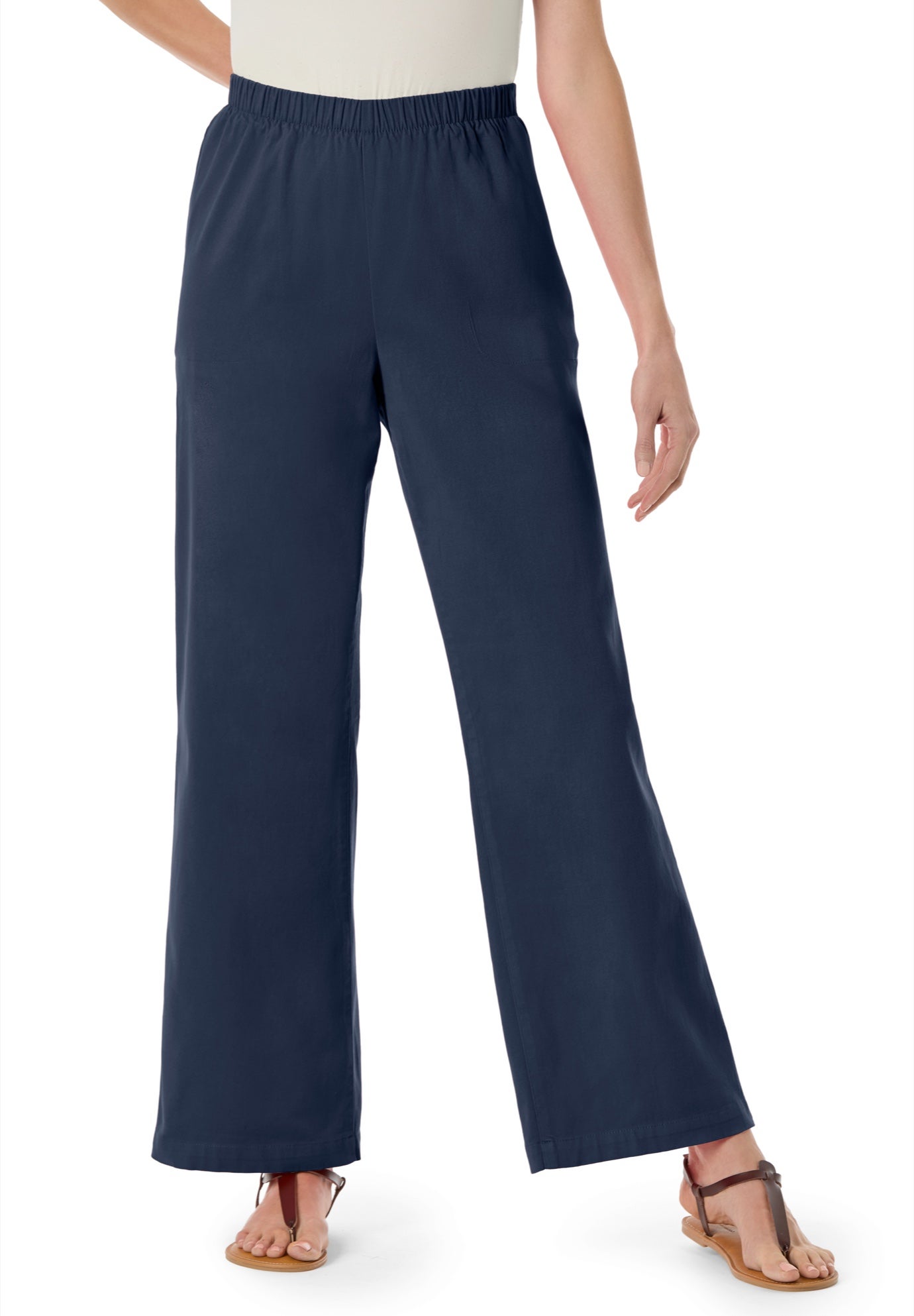 Fineline Stretch Denim Wide-Leg Pull-On Jeans image number 0