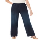 Fineline Stretch Denim Wide-Leg Pull-On Jeans image number null