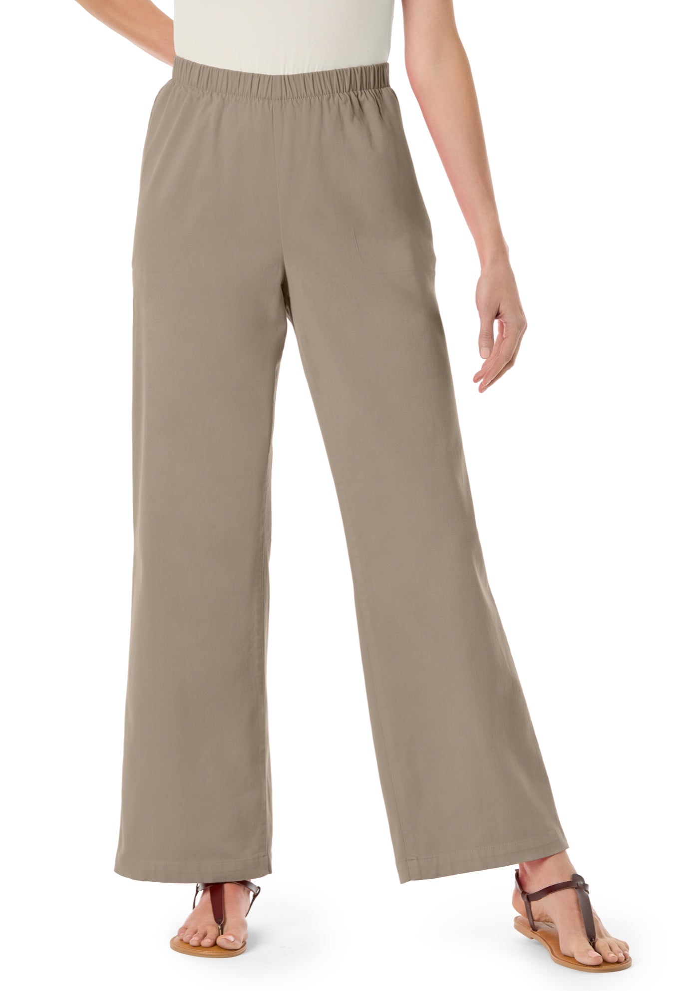 Fineline Stretch Denim Wide-Leg Pull-On Jeans image number 0