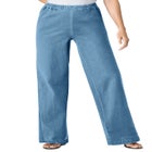 Fineline Stretch Denim Wide-Leg Pull-On Jeans image number null