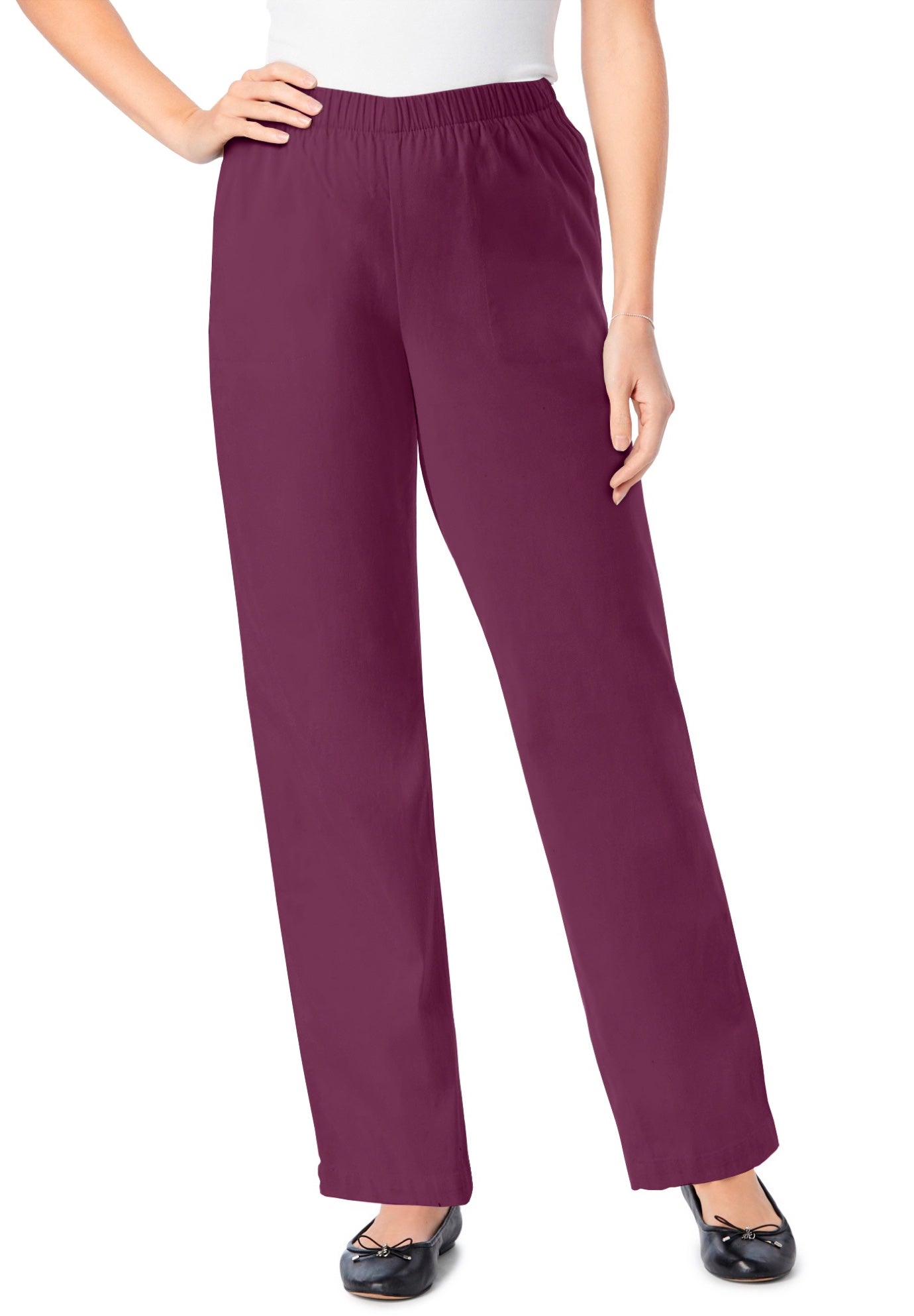 Fineline Stretch Denim Wide-Leg Pull-On Jeans image number 0