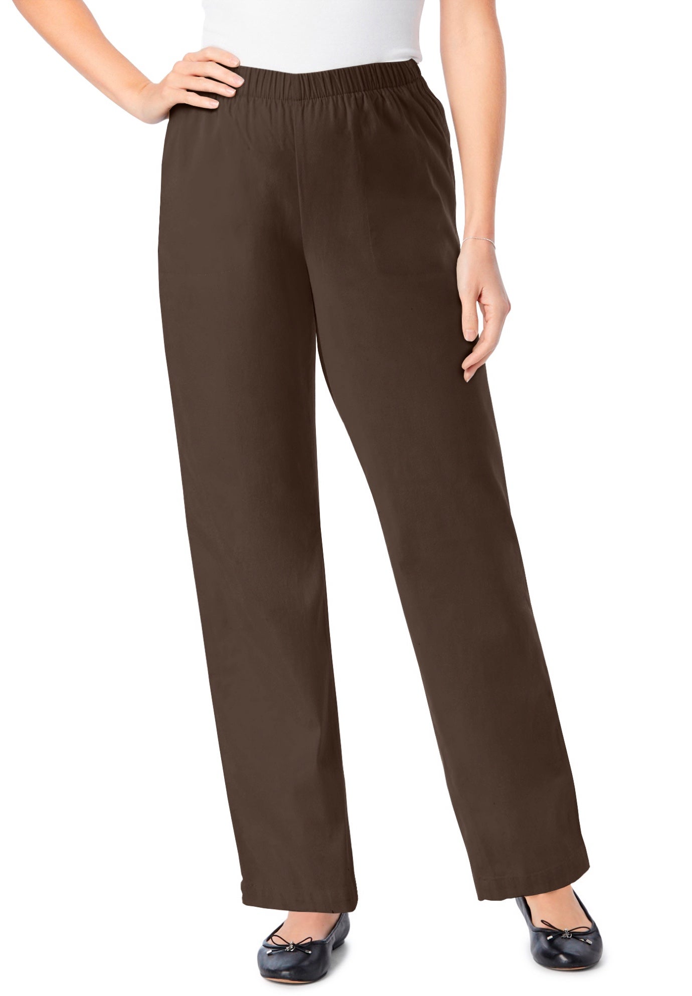 Fineline Stretch Denim Wide-Leg Pull-On Jeans image number 0