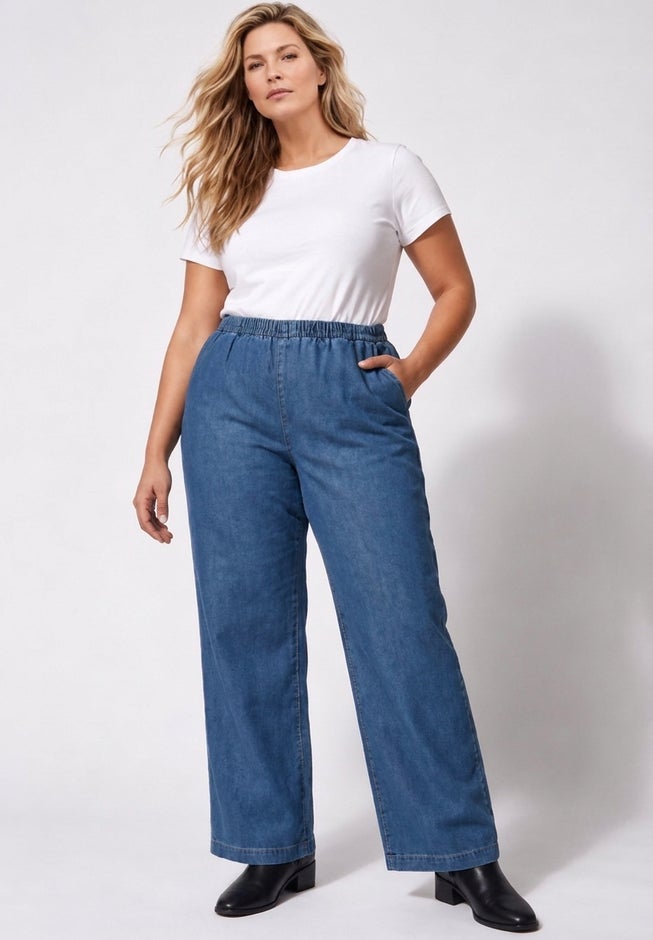 Fineline Stretch Denim Wide-Leg Pull-On Jeans image number 3